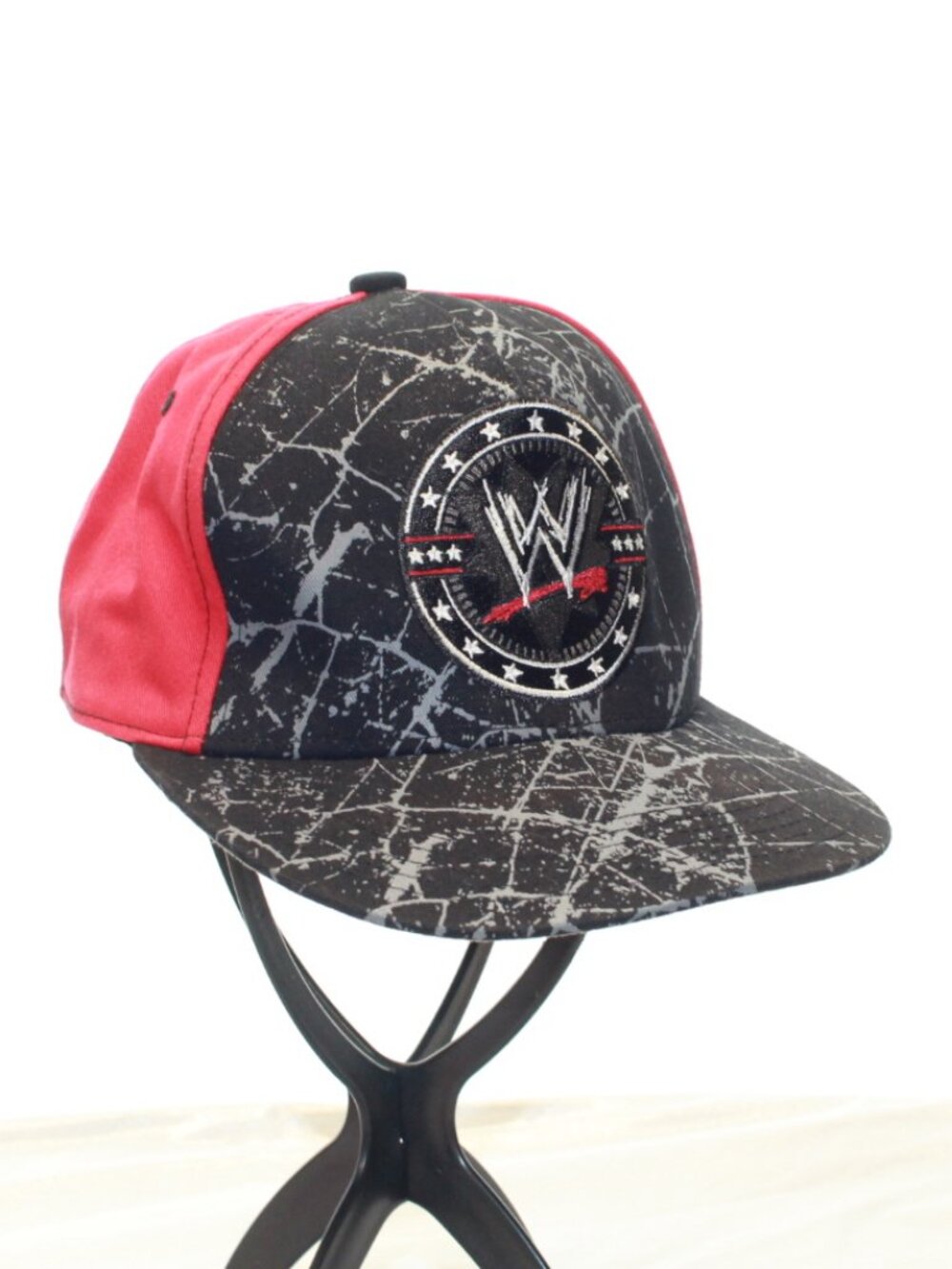 WWE Licensed Black/Red Embroidered Cotton Snapback Adjustable Wrestling Hat Cap